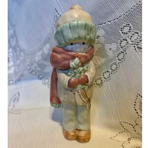 Vintage Ensco Kinka Christmas Boy Figurine 8" Porcelain Made in Japan Figurine